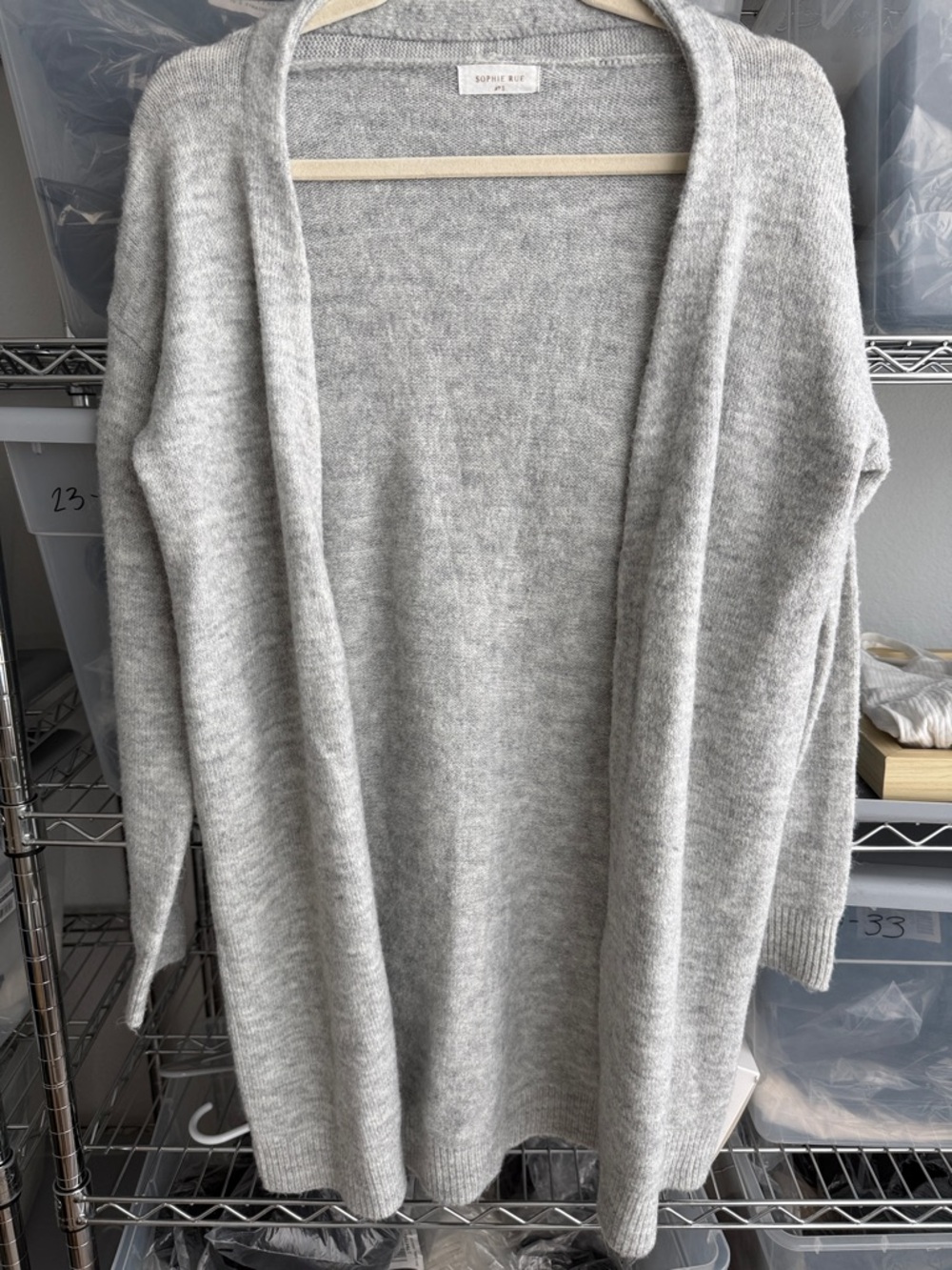 Sophie Rue Light Grey Open-Front Cardigan
